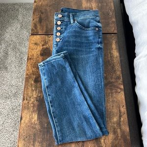 Express Dark Wash Jeans with Button Front - No Holes